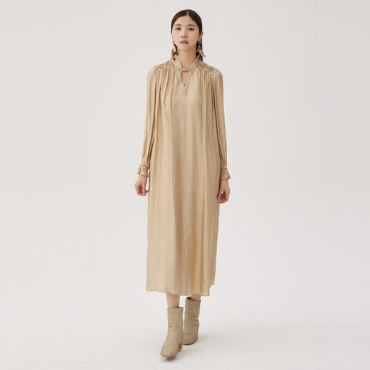 【湘绣系列】谜底A字型连衣裙长袖2024秋款优雅盘扣长裙243ML1022 商品图0