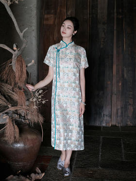 盛唐婧 |烂漫樱花真丝宋锦新中式连衣裙