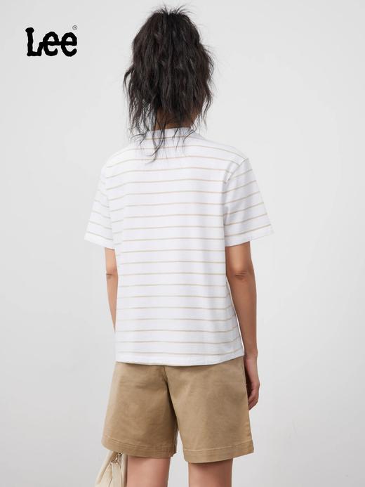 Lee夏日圆领下摆开衩条纹宽松女短袖T恤LWT002422101077 商品图1