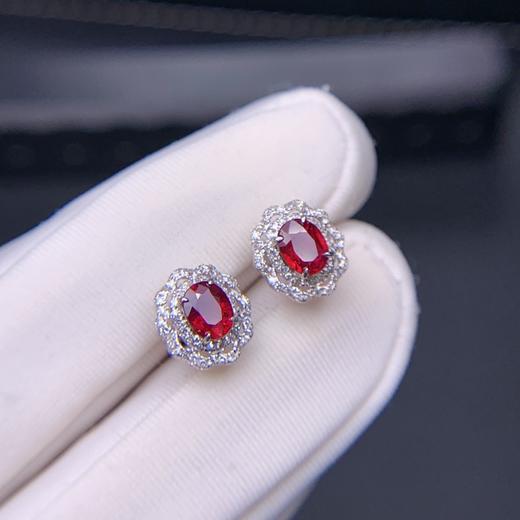0.98ct 1.38g 红宝石耳钉 商品图2