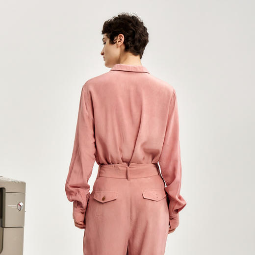 谜底衬衫长袖女2024秋新品通勤风简洁利落宽松纯棉衬衣243MC1194 商品图2