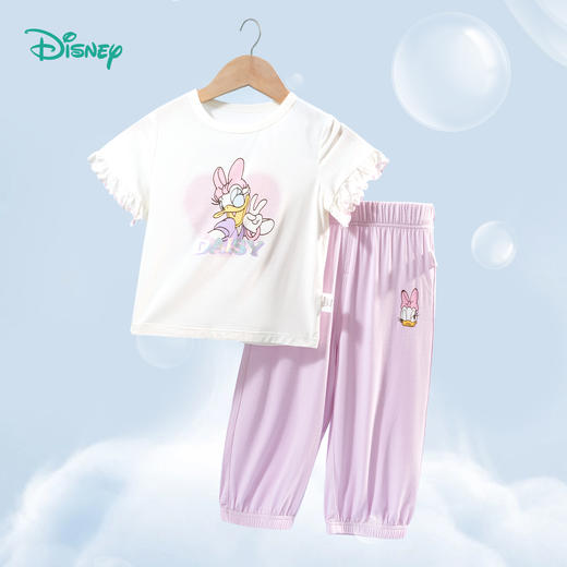迪士尼童装女童短袖t恤九分裤套装夏季中小童天丝莫代尔两件套 商品图4