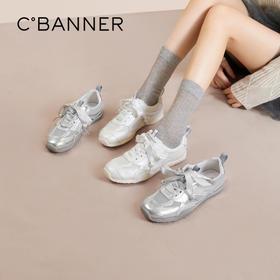 千百度网面透气时尚休闲鞋女款秋季小白鞋运动鞋A24366171