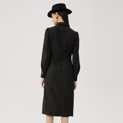 谜底刺绣连衣裙长袖女2024秋款复古文艺修身衬衫式长裙248ML8301 商品图2