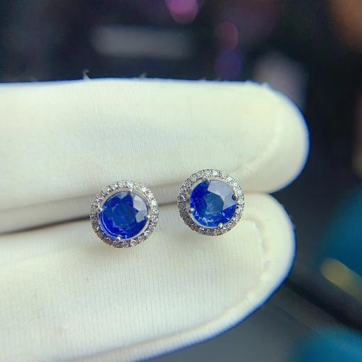 1.01ct 1.1g 蓝宝石耳钉 商品图5