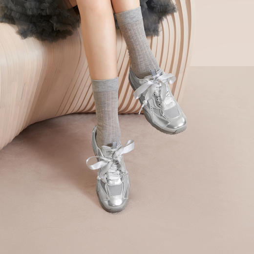 千百度网面透气时尚休闲鞋女款秋季小白鞋运动鞋A24366171 商品图4