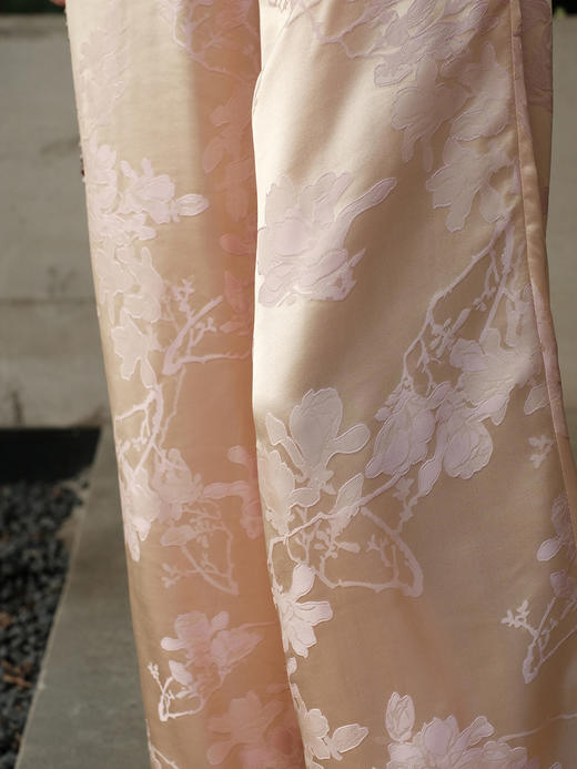 盛唐牡丹 |玉兰花纹交织真丝松紧腰女裤 商品图2