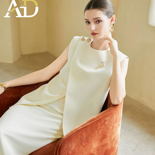 AD浅色职业装气质女神范西装套装女高端无袖宽松上衣轻熟风两件套 商品图2