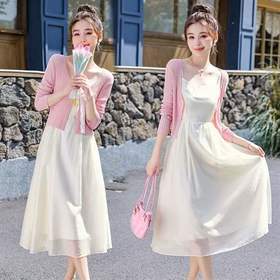 款防晒冰丝针织长袖短外套配吊带裙两件套SYY2619T