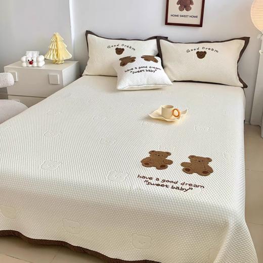 凉席冰感豆豆凉席可爱小熊卡通床盖款冰丝空调凉席三件套 商品图5