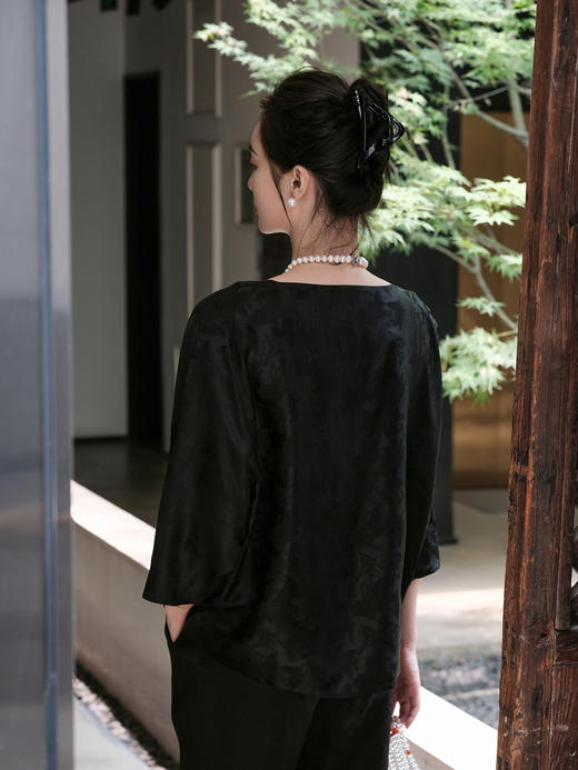 微瑕秒杀 |盛唐牡丹 |香云纱蝴蝶纹女上衣[特价品](特殊商品不退不换) 商品图2