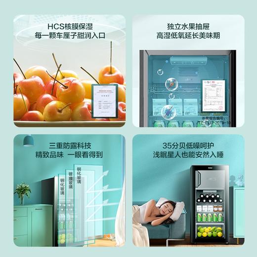 海尔（Haier）133升双温家用客厅办公室冷藏柜暖藏冰吧 茶叶饮料蔬果保鲜柜囤货DS0133LH69D1 商品图3