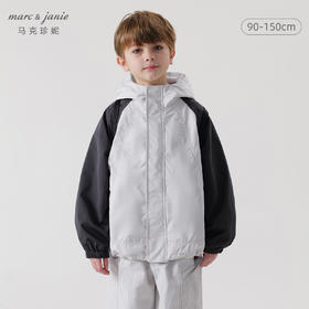 [三防]马克珍妮男童撞色插肩袖连帽外套儿童防风衣春装新款240260