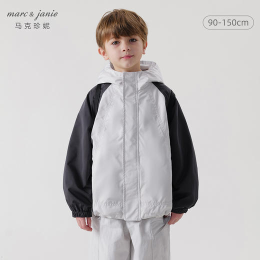 [三防]马克珍妮男童撞色插肩袖连帽外套儿童防风衣春装新款240260 商品图0