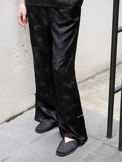 盛唐牡丹 |花香引蝶真丝松紧腰女裤(尺码偏小) 商品图2