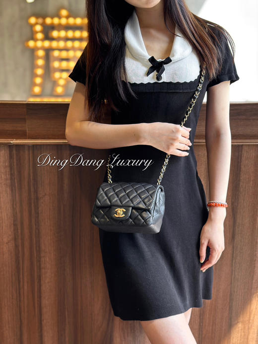 CHANEL 方胖子 黑金 羊皮 斜挎包 商品图1