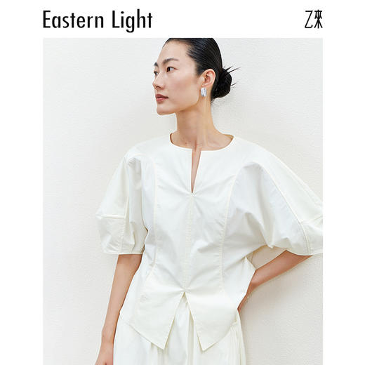 Eastern Light乙来【明星同款】短袖T恤女新款花苞短袖小衫法式上衣 商品图2