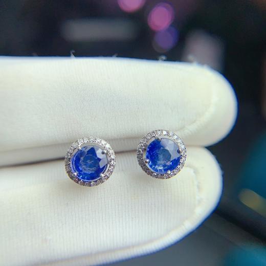 1.01ct 1.1g 蓝宝石耳钉 商品图4