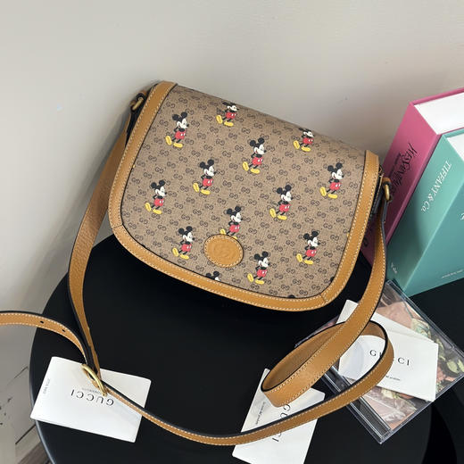 Gucci 迪士尼联名 米奇 棕色 老花 马鞍包 商品图2