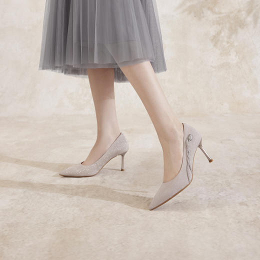 【静音系列】千百度郁金香羊皮细高跟鞋秋季尖头单鞋A24411162 商品图2