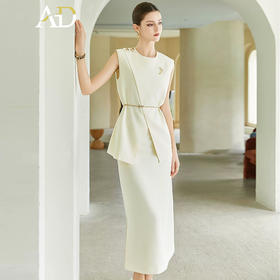 AD浅色职业装气质女神范西装套装女高端无袖宽松上衣轻熟风两件套