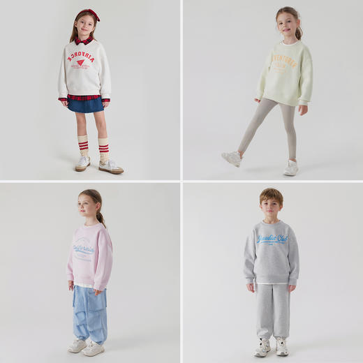 [空气层]马克珍妮男女童撞色字母卫衣儿童宽松圆领春款上衣240286 商品图1