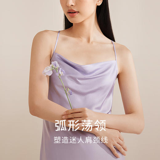 金三塔重磅真丝睡裙性感荡领两穿肩带100%桑蚕丝吊带睡衣女  YSFEA310（限价款） 商品图1