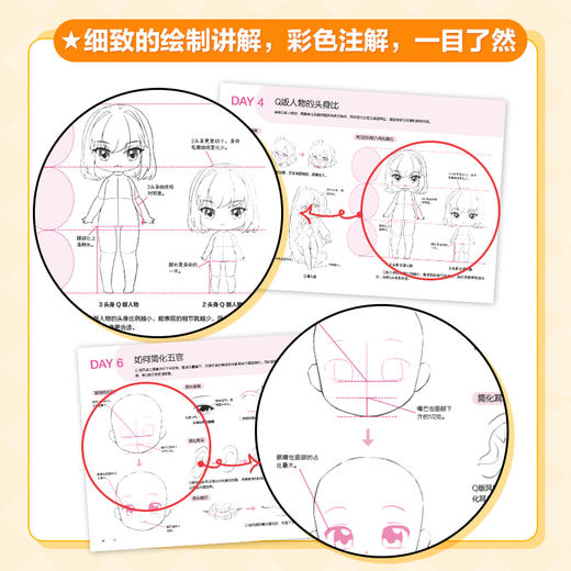 每天15分钟 描着描着*会了 Q版动漫人物描摹本 *基础漫画入门基础教程自学 古风美男美女漫画人物结构设计 商品图3