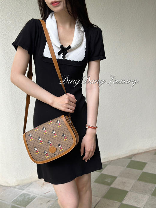 Gucci 迪士尼联名 米奇 棕色 老花 马鞍包 商品图0