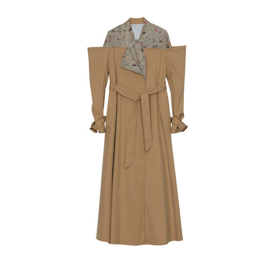 【湘绣系列】谜底设计感风衣女士2024秋拼接式盘扣外套243ME1029 商品图4