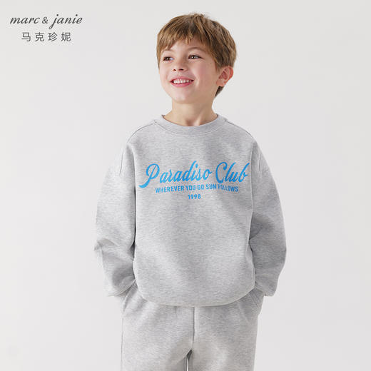 [空气层]马克珍妮男女童撞色字母卫衣儿童宽松圆领春款上衣240286 商品图2