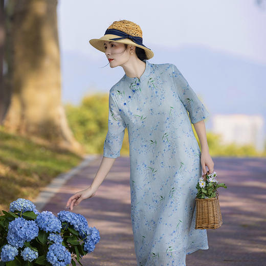 新中式棉麻女装苎麻连衣裙 TT96139 商品图1