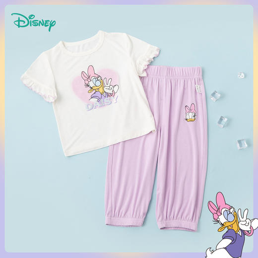 迪士尼童装女童短袖t恤九分裤套装夏季中小童天丝莫代尔两件套 商品图5