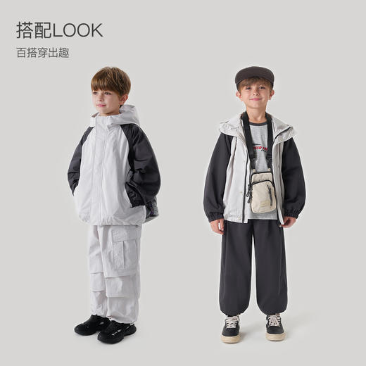 [三防]马克珍妮男童撞色插肩袖连帽外套儿童防风衣春装新款240260 商品图1