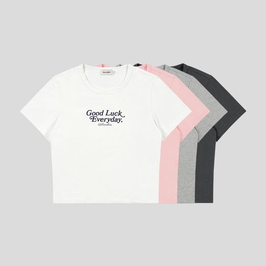 GOODBAI ‘Good Luck Everyday'印花正肩短袖T恤 商品图0