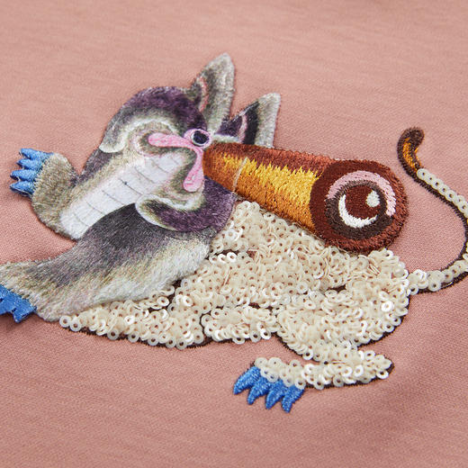 谜底简约T恤短袖女2024秋新品百搭刺绣宽松圆领纯棉上衣243MT0963 商品图1