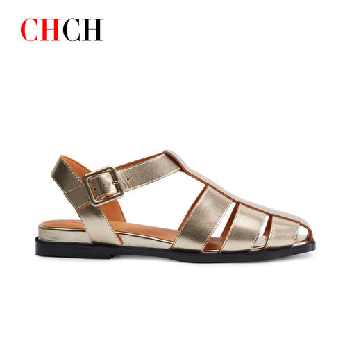 CHCH夏季新款休闲头层牛皮复古时髦小众罗马凉鞋渔夫鞋CN1B2231 商品图2