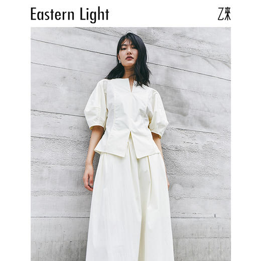 Eastern Light乙来【明星同款】短袖T恤女新款花苞短袖小衫法式上衣 商品图5