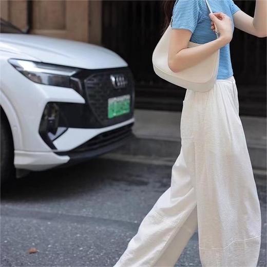 【休闲百搭 舒适面料】红色字母印花短袖T恤/薄款垂感阔腿裤 夏季女款短袖休闲显瘦上衣 松紧高腰显瘦裤子夏季必备阔腿长裤 商品图6