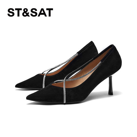 星期六优雅尖头交叉钻条细高跟SSC3111093 商品图5