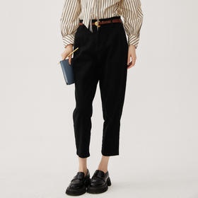 谜底高腰休闲裤女2024秋款通勤风百搭两粒扣萝卜九分裤248MK8004