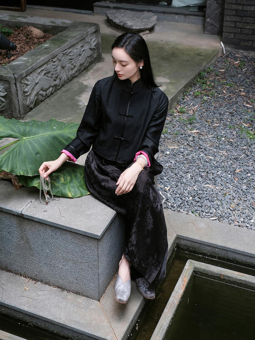 盛唐牡丹 |香云纱配玫红色真丝外套 商品图2