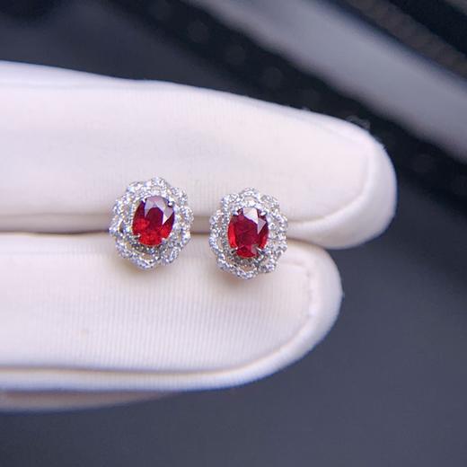0.98ct 1.38g 红宝石耳钉 商品图0