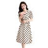 2024新款夏季短袖长款宽松系带高腰雪纺波点连衣裙 XXL6805 商品缩略图4