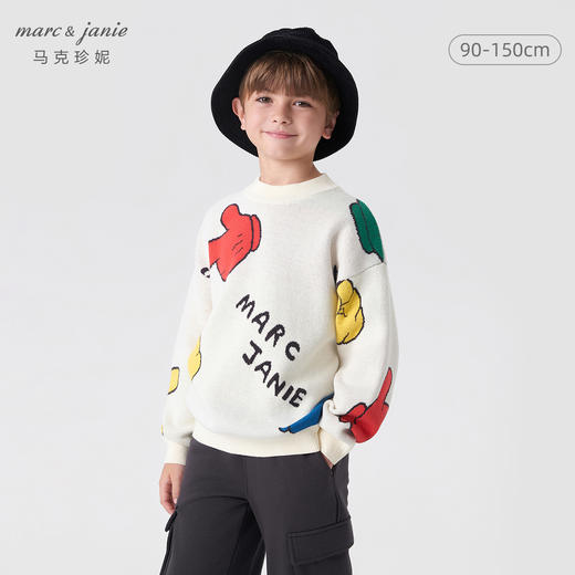 马克珍妮秋冬新款 男童儿童趣味提花圆领针织衫毛衣 231831 商品图0