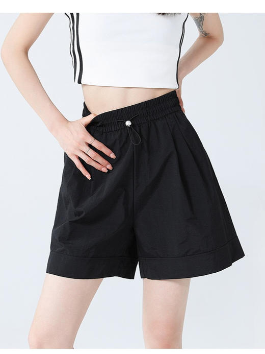 【腿精选它‘’夏季薄款休闲短款】透气速干短裤女夏季2025新款，立体剪裁显瘦显高修饰身材，松紧抽绳阔腿裤伞兵裤高腰A字五分裤QQ 商品图3