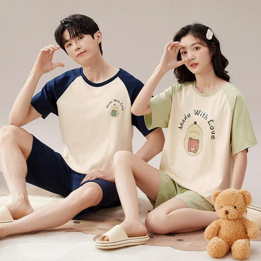 【像云朵一样软绵绵~】情侣睡衣 女夏季短袖短裤 新款套装 简约宽松男士家居服 无印可外穿睡衣-QQ 商品图2
