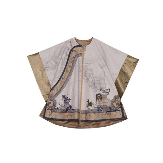 谜底斗篷式风衣女士2024秋季新品新中式大廓形印花外套243ME1208 商品图4