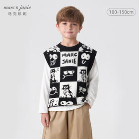 【柔蓝绒】马克珍妮男童猫咪针织马甲 儿童背心春秋款上衣231309