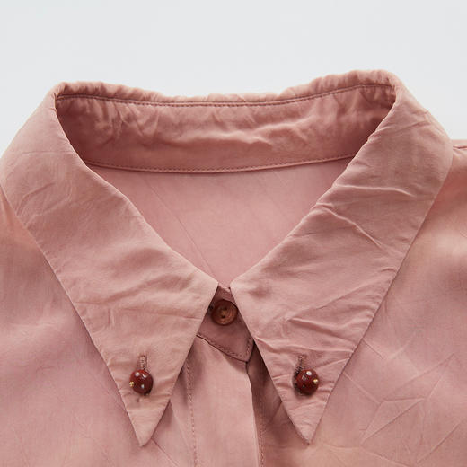 谜底衬衫长袖女2024秋新品通勤风简洁利落宽松纯棉衬衣243MC1194 商品图3